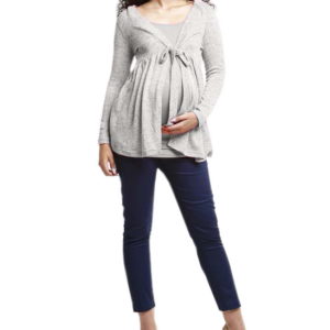 The Hannah Grace Maternity Grey Front Tie Jersey