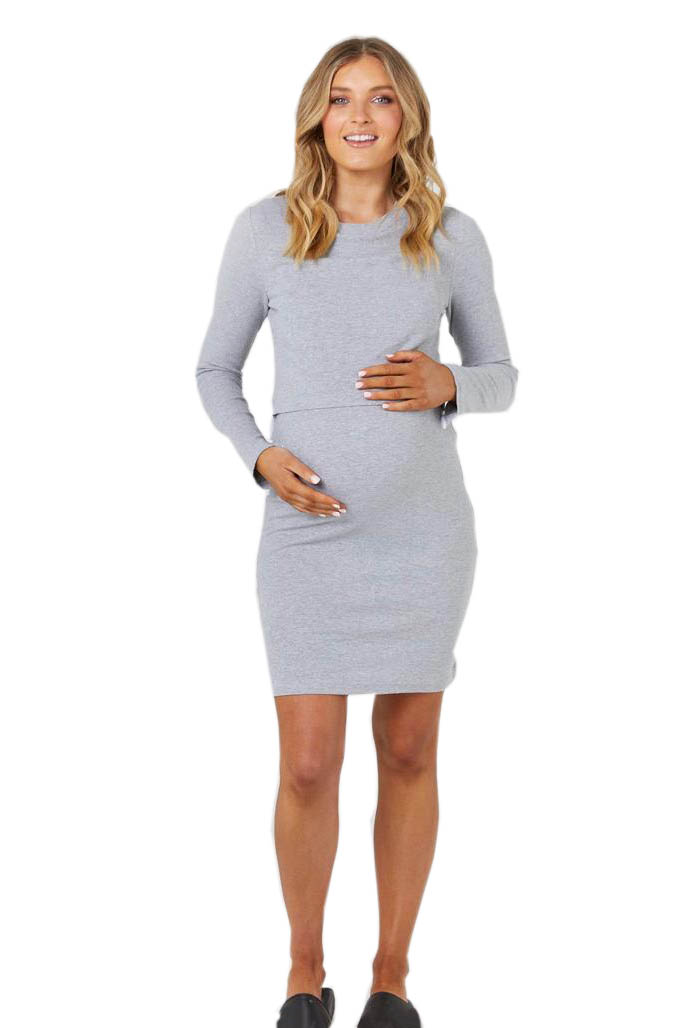 Hannah Grace Maternity Long sleeve Grey Hospital/ Breastfeeding Nightie