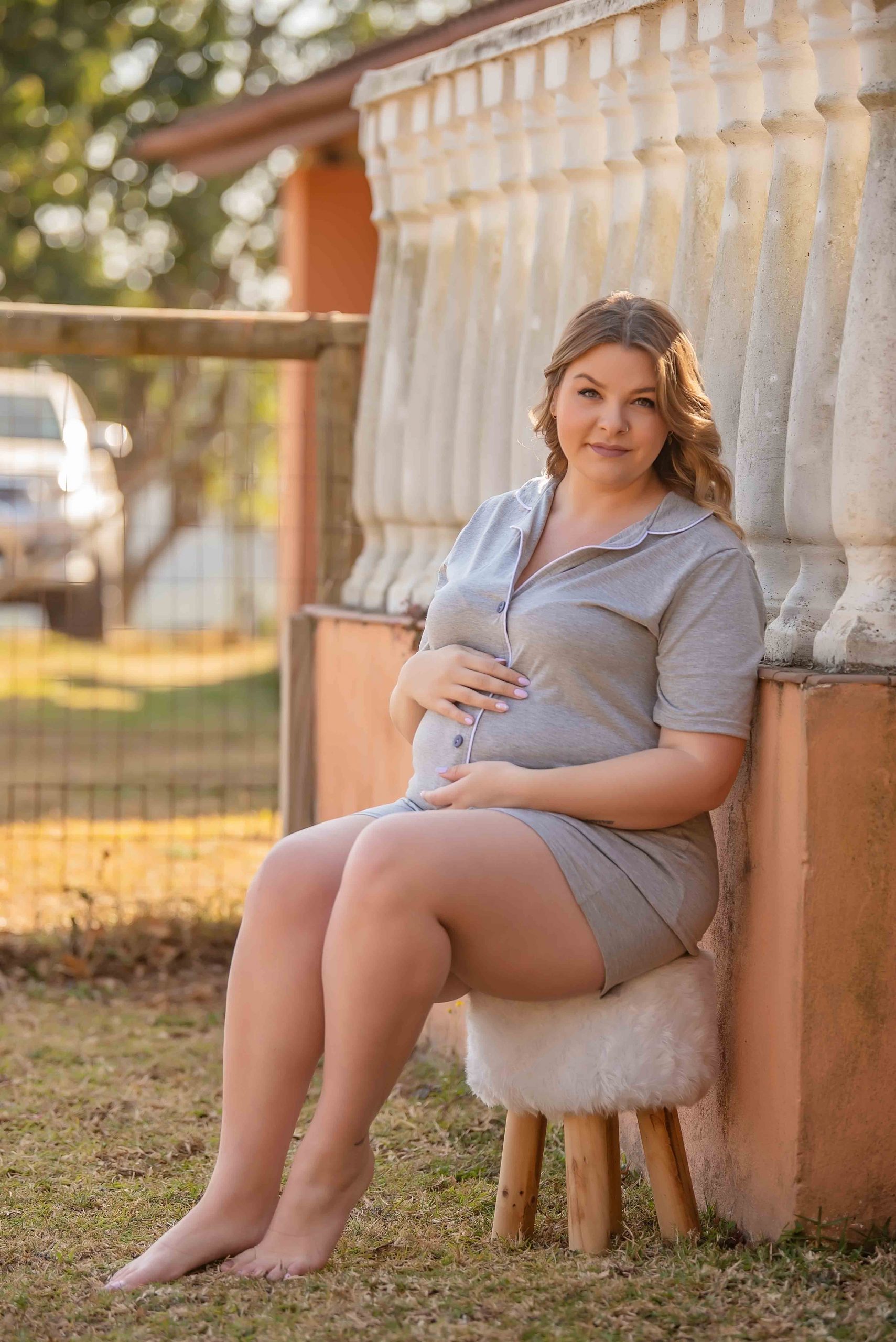 Hannah Grace Maternity Grey Short PJ Set