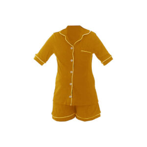 Mustard Short Sleeve Button Down PJ Set