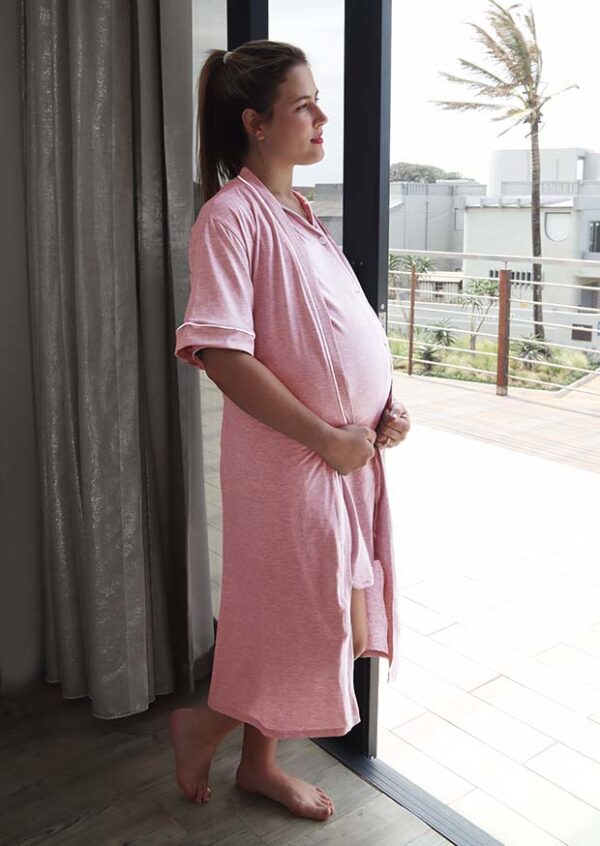 Hannah Grace Maternity Champagne Pink Hospital Sleepshirt and Gown set